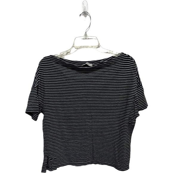 Vince Tops - Vince Black White Boatneck Style Short Sleeve TShirt Size Medium Cotton Basic